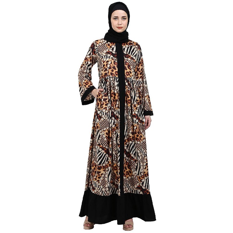 abaya open front with buttons